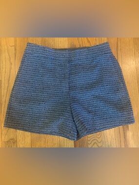 Ann Taylor Navy White Pattern Flat Front Lined Dress Short Size 2 Petite
